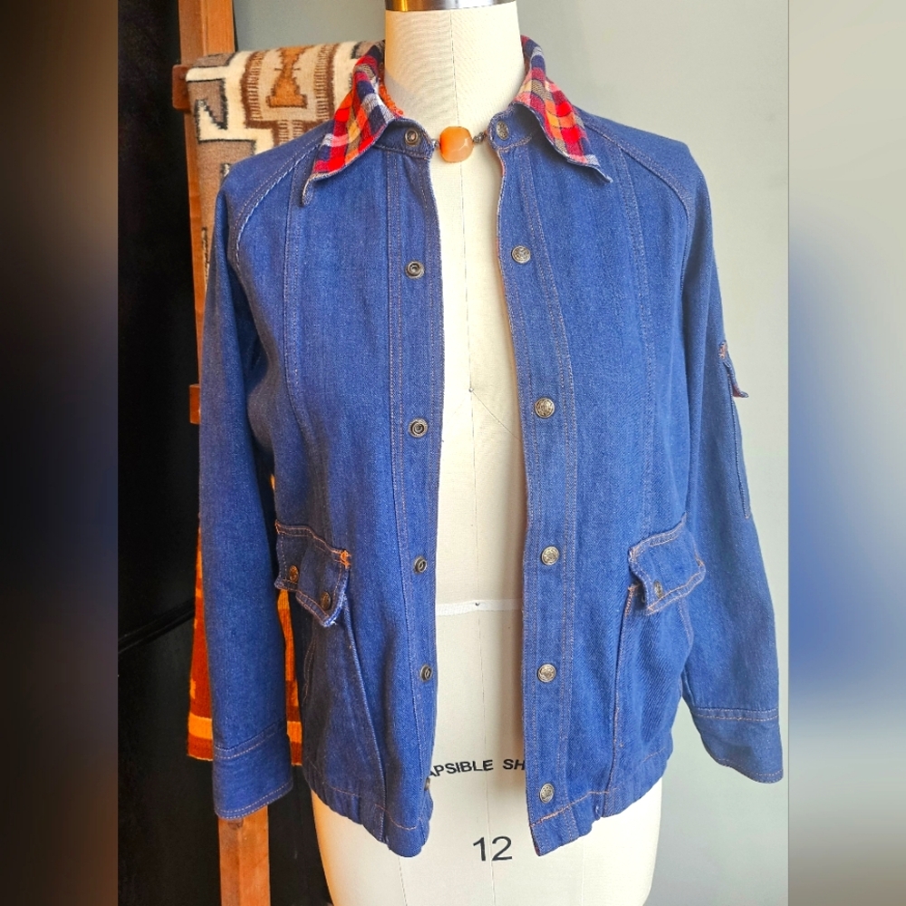 Stranger Things Jacket - Valley Co Denim w/Plaid Trim
